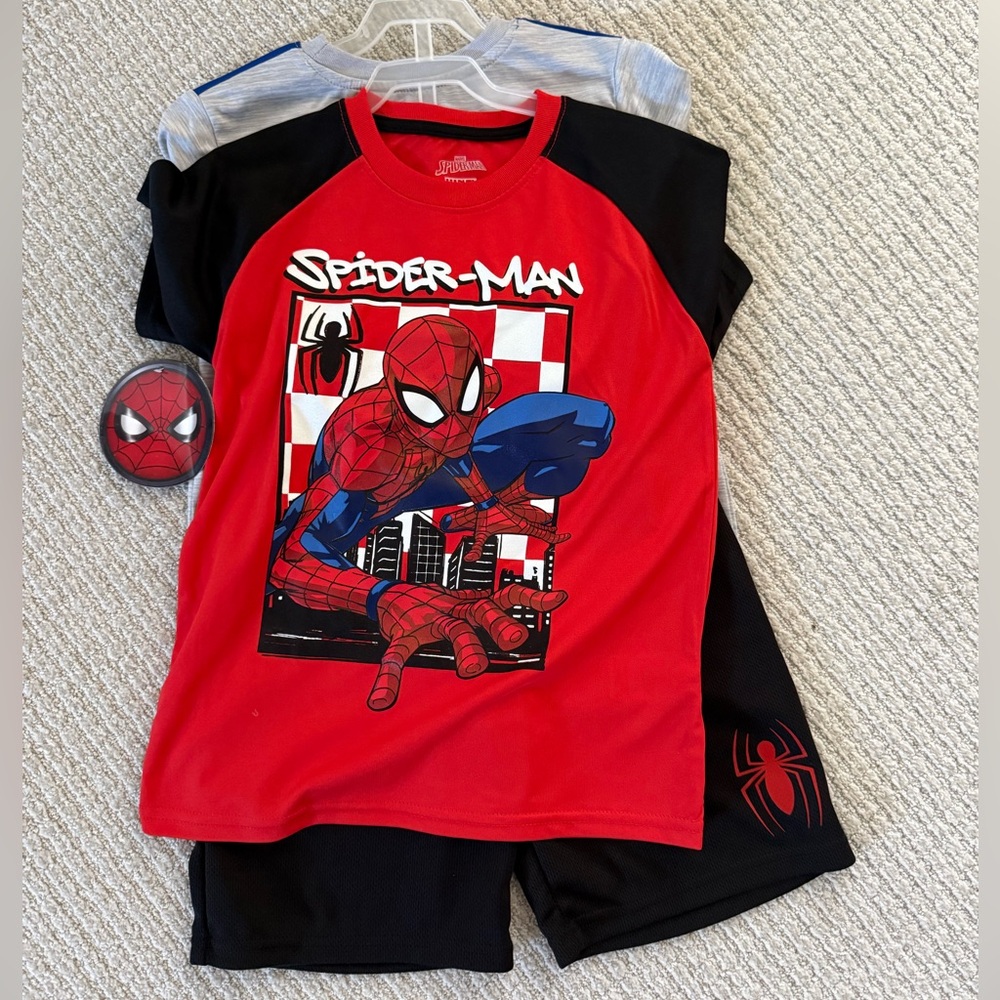 NWT Marvel Spider-Man Boys Size 7 3-Piece Set Shirts & Shorts